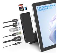 Hub Stations d'accueil Surface Pro 9 Triple Moniteur, Multiport Docking Station avec HDMI+USB-C Thunderbolt 4(8K@30Hz+40Gbps+PD 100W)+RJ45+Audio 3,5 mm+SD/TF+2*USB 3.0, Dock pour Surface Pro 9/Pro X