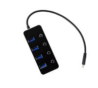 Hub Type C 4 Ports USB 3.1, 4 Boutons, matériau résistant, Dimensions compactes, câble Inclus. Conçu pour connecter Plusieurs appareils.