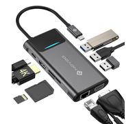 Hub type C 9 en 1, Multiport Adaptateur USB C vers Dual HDMI, PD 100W, USB 2.0, Stations d'accueil USB C pour Dell HP Lenovo ASUS Microsoft