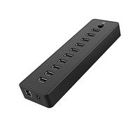 Hub USB 10 ports ABS USB2.0 HUB avec 12 V Power Adapter High Speed USB Splitter for PC Computer Accessories 1M Data Cable USB Hubs