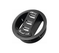 HUB USB 2.0, 3 ports, type rond encastrable