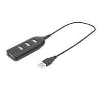 Hub USB 2.0, 4 ports, longueur câble : 300 mm, noir