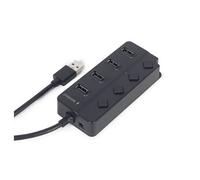 Gembird Hub USB 2.0 UHB-U2P4P-01 – 4 ports, interrupteurs, alimentation DC optionnelle (Noir)