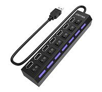 Hub USB 2.0 7 ports USB 2.0 LED portable haute vitesse compatible avec iMac Pro, MacBook Air, Mac Mini/Pro, Surface Pro, PC et ordinateur portable