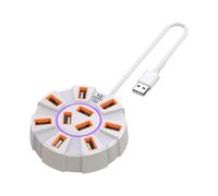 Hub USB 2.0 à 10 ports - Transfert de données haute vitesse 5 Gbit/s - Adaptateur multi-répartiteur et alimentation pour ordinateurs portables K7V2 avec alimentation PC