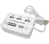 Hub USB 2.0 à 3 ports - Lecteur de carte 7 en 1 - Support portable TF SD M2 SDHC - Lecture d'écriture