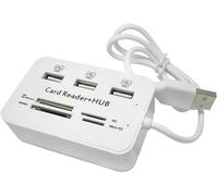 Hub USB 2.0 à 3 ports - Lecteur de carte 7 en 1 - Support portable TF SD M2 SDHC - Lecture d'écriture