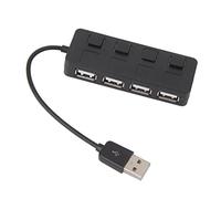 Hub USB 2.0 à 4 ports avec interrupteur - Noir, ports USB en amont et en aval, indicateur LED, protection contre les surintensités, idéal pour un transfert rapide de données et une connexion facile