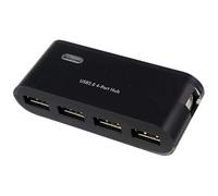 Hub USB 2.0 à 4 Ports en Noir élégant, idéal pour étendre Votre connectivité. Comprend Un Bloc d'alimentation et Un câble USB, Parfait pour alimenter Vos appareils.