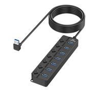 Hub USB 2.0 à 7 ports - Adaptateur répartiteur USB pour plusieurs appareils - Vitesse de transfert de données