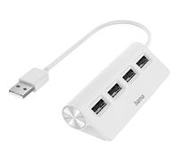 Hama Hub USB, 4 Ports, USB 2.0, 480 Mbit/s, Métal, Garantie 10 Ans, Blanc