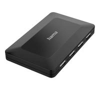 Hama Hub USB, 4 Ports, USB 2.0, 480 Mbit/s, avec câble et Interrupteur, Métal, Noir