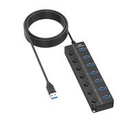Hub USB 2.0 haute vitesse 7/4 ports répartiteur USB 2.0 Commutateurs d'alimentation individuels Indicateurs LED pour PC portable MultiSplitter