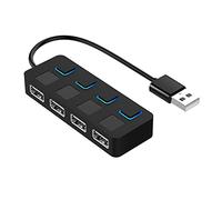 HUB USB 2.0 Multi USB Splitter 4 ports Expander Multiple USB 2.0 Hub Use Power Adapter USB2.0 Hub with Switch for PC Computer (Color : OneColor) (D)