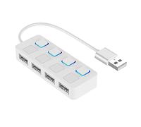 HUB USB 2.0 Multi USB Splitter 4 ports Expander Multiple USB 2.0 Hub Use Power Adapter USB2.0 Hub with Switch for PC Computer (Color : OneColor) (OneColor) (OneColor)