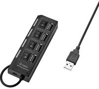 Hub USB 2.0 Renkforce 4 ports commutable individuellement, avec LEDs de statut noir