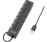 Hub USB 2.0 Renkforce 7 ports commutable individuellement, avec LEDs de statut noir