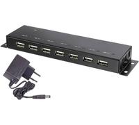 Hub USB 2.0 Renkforce RF-4791678 7 ports boîtier métallique, pour montage mural noir