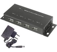 Hub USB 2.0 Renkforce RF-4830984 4 ports boîtier métallique, pour montage mural noir
