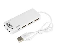 Hub USB 2.0 SUR 3 PORTS USB 2.0 + microphone pour casque avec adaptateur de son 7.1 canaux-Port-Splitter Blanc