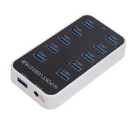 Hub USB 3.0 10 Ports, Répartiteur de Données USB 10 Ports DC12-24 V/2,4 A, Adaptateur d'alimentation, Station d'accueil USB, pour Souris D'ordinateur Portable, Clavier, Disque