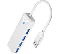 Hub USB 3.0, 4 Ports Adaptateurpour, USB Adaptateur 5Gbps avec Indicateur LED (Câble de 15 CM) Compatible avec MacBook, PS4, Surface Pro, Flash Drive, Mobile HDD, Blanc