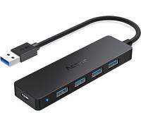 HUB USB 3.0 5 Ports¿Avec alimentation¿, Ultra-Fin avec 4 Ports de données type 3.0, SuperSpeed 5Gb/s, Micro USB Port d'alimentation, pour MacBook Air/Pro, Surface Pro, Dell XPS 15, Flash Drive.