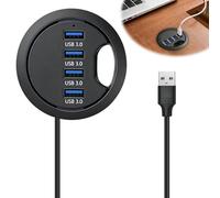 Hub USB 3.0, 60 mm, station d'accueil avec 4 ports USB 3.0, hub encastrable pour ordinateur de bureau, passe-table USB pour PC, ordinateur portable, moniteur, audio, 4 ports 3.0, passe-câbles