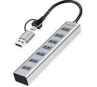 Hub USB 3.0, 7 ports, 7x USB-A, argent