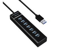 Hub USB 3.0 7 Ports avec Câble 100 cm, Adaptateur Multiprise USB Portable SuperSpeed 5 Gbps Plug & Play, Concentrateur de Données Compatible PC Portable Chromebook Windows Linux