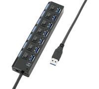 Hub USB 3.0 7 ports commutable individuellement, avec LEDs de statut, avec port