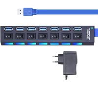 Hub USB 3.0 7 ports répartiteur chargeur adaptateur avec bloc d'alimentation actif pour PC portable