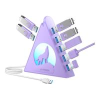 Hub USB 3.0 7 ports, répartiteur USB vertical avec éclairage RVB, transfert de données haute vitesse 5 Gbit/s, câble d'extension de 0,6 m, hub USB tour pour PC, ordinateur portable, MacBook, PS5, Xbox
