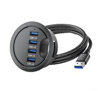 Hub USB 3.0 à 4 ports avec transfert de données rapide de 5 Gbit/s, gestion des câbles intégrée pour un espace de travail organisé, câble de 1,2 m, compatible avec PC et ordinateur portable