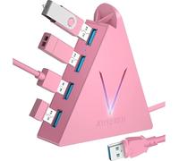 Hub USB 3.0 à 4 ports, rallonge USB 3.0 avec câble rallongé de 60 cm, répartiteur USB pour Mac, PC, Xbox One, PS4, PS5, iMac, Surface Pro, XPS, ordinateur portable, bureau, lecteur flash