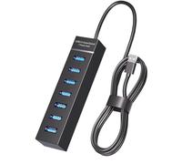 Hub USB 3.0 à 7 ports, répartiteur de données USB 5 Gbit/s, adaptateur multiport, répartiteur USB portable Plug and Play, hub répartiteur USB portable pour ordinateur portable, PC portable et plus
