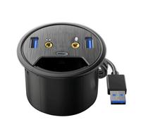 Hub USB 3.0 à œillets, 2 ports de type C avec prise micro audio de 3,5 mm et boîtier extensible de 8,1 cm