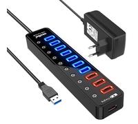 Hub USB 3.0 - Atolla - 11 Ports - Alimenté - Interrupteurs Individuels - LED