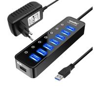 Hub USB 3.0 - Atolla - 7 Ports - Alimentation Externe 5V/4A - Interrupteurs Indépendants - Noir