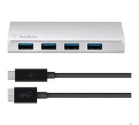 Belkin - Hub USB 3.0 4 ports avec câble micro-B 3.1 vers USB-C - 1m - Aluminium brossé