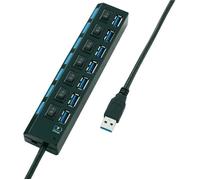 Hub USB 3.0 CONRAD 7 Ports - Noir - Chaque port commutable séparément - Rétrocompatible USB 2.0
