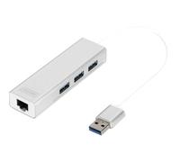 Digitus Hub USB 3.0 3 ports et adaptateur Gigabit LAN