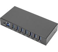 DIGITUS Concentrateur USB - 7 Ports - 7X USB-A - USB 3.0-5 Gbit/s - USB SuperSpeed - Protection ESD 15 KV - Montage sur Rail - Boîtier métallique - Série Industrielle - Noir