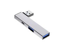 Hub USB 3.0 en aluminium - Extenseur répartiteur USB vers type C + USB3.+USB2. Adaptateur hub de port pour la connectivité de vitesse USB vers adaptateur de type C
