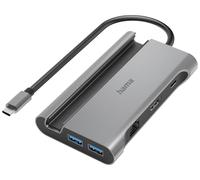 Hub USB 3.0 Hama Connect2Mobile 7 ports avec port de charge rapide, avec fiche mâle USB-C, compatible avec l'ultra HD gris