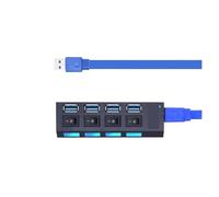 Hub USB 3.0 Haute Vitesse, 4/7 Ports Multiples, Commutateur ., Adaptateur d'alimentation, Prolongateur for PC Et Ordinateur Portable(4 Port Black)