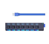 Hub USB 3.0 Haute Vitesse, 4/7 Ports Multiples, Commutateur ., Adaptateur d'alimentation, Prolongateur for PC Et Ordinateur Portable(7 Port Black)