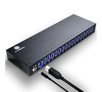 Hub USB 3 0 - Hub USB alimenté par 16 ports - Hub d'extension USB de bureau - Répartiteur USB haute vitesse jusqu'à 5 Gbit/s pour plusieurs appareils - Hub USB multiple en alliage d'aluminium avec