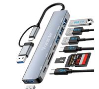 Hub USB 3.0,Hub USB C,8-en-2 Multiprise USB avec Port Usb 3.0/Lecture de Carte SD/TF/2 Ports Usb-C/3 Ports USb 2.0,5Gbps Haute Vitesse Compatible avec MacBook/Pro/Mini,iMac,Surface,XPS,PC,Dell,Windows