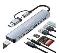 Hub USB 3.0,Hub USB C,8-en-2 Multiprise USB avec Port USB 3.0/Lecture de Carte SD/TF/Ports Audio 3,5 mm/Ports USB-C/3 * USB 2.0,5Gbps Haute Vitesse Compatible avec MacBook,iMac,Surface,XPS,PC,HP,Dell